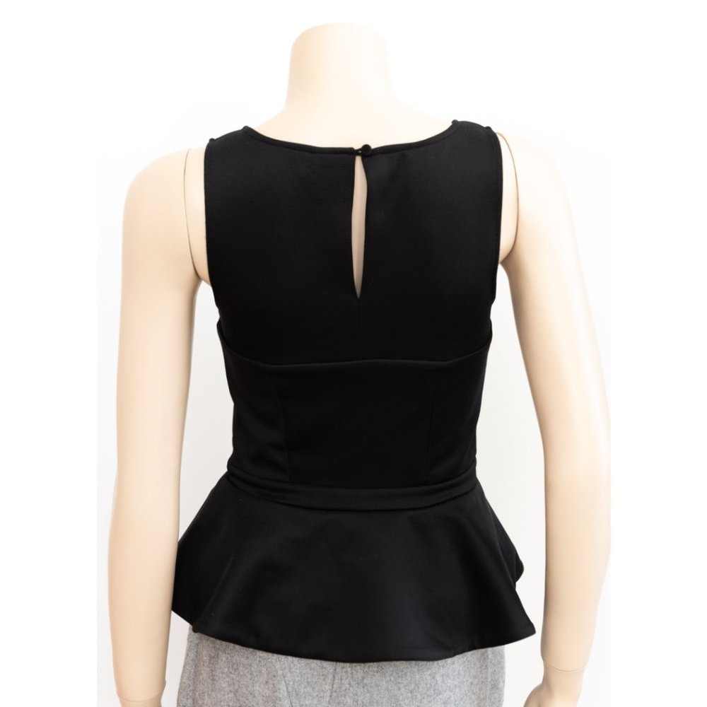 T By Bettina Liano Black Peplum Top Size 6 - Picture 3 of 3